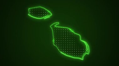 3 Boyutlu Hareketli Neon Malta Haritası Kenarlıkları Dış Hatlar Döngüsü Arkaplanı