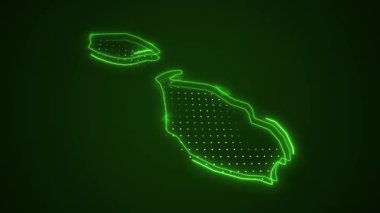 3 Boyutlu Hareketli Neon Malta Haritası Kenarlıkları Dış Hatlar Döngüsü Arkaplanı