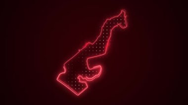 3 Boyutlu Hareketli Neon Monako Haritası Kenar Kenarlıkları Ana Hattı Döngü Arkaplanı