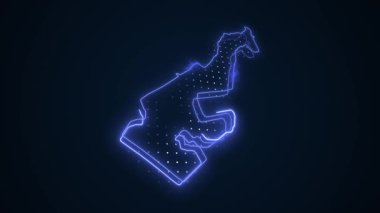 3 Boyutlu Hareketli Neon Monako Haritası Kenar Kenarlıkları Ana Hattı Döngü Arkaplanı
