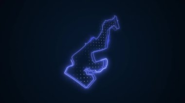3 Boyutlu Hareketli Neon Monako Haritası Kenar Kenarlıkları Ana Hattı Döngü Arkaplanı