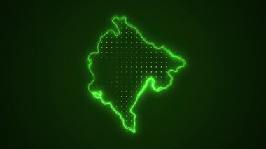 3D Taşınan Neon Karadağ 'ın Sınır Çizgisi Döngü Arkaplanının Haritası