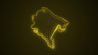 3D Taşınan Neon Karadağ 'ın Sınır Çizgisi Döngü Arkaplanının Haritası