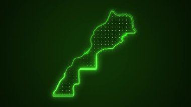 3 Boyutlu Hareketli Neon Fas Haritası Sınır Çizgileri Döngüsü Arkaplanı