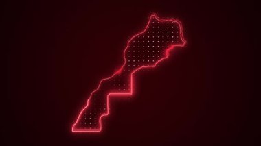 3 Boyutlu Hareketli Neon Fas Haritası Sınır Çizgileri Döngüsü Arkaplanı