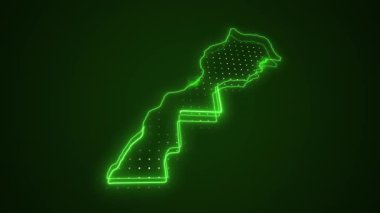 3 Boyutlu Hareketli Neon Fas Haritası Sınır Çizgileri Döngüsü Arkaplanı