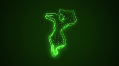 3 Boyutlu Hareketli Neon Mozambik Harita Kenarlıkları Çevre Çizelgesi Arkaplanı