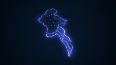 3 Boyutlu Hareketli Neon Myanmar Haritası Kenarlık Çizgisi Döngü Arkaplanı