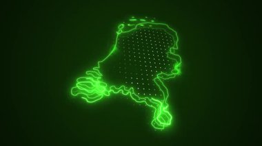 3 Boyutlu Hareketli Neon Hollanda Haritası Kenarlıkları Dış Hatlar Arkaplanı