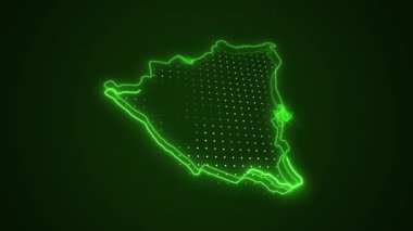 3 Boyutlu Hareketli Neon Nikaragua Haritası Kenar Kenarlıkları Ana Hatları Arkaplanı
