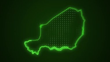 3 Boyutlu Hareketli Neon Nijer Haritası Sınırlar Çizgisi Döngü Arkaplanı