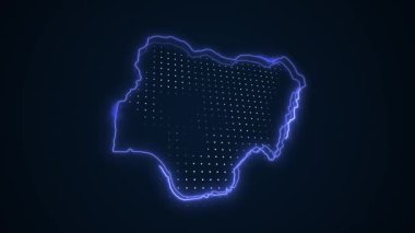 3 Boyutlu Hareketli Neon Nijerya Haritası Kenarlık Çizgisi Döngü Arkaplanı