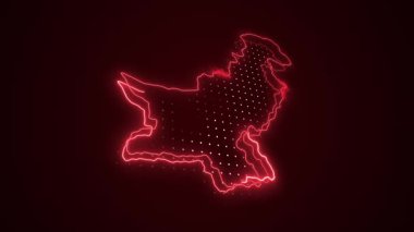3 Boyutlu Hareketli Neon Pakistan Haritası Sınır Çizgileri Döngü Arkaplanı