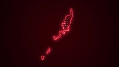 3 Boyutlu Hareketli Neon Palau Haritası Kenar Kenarlıkları Döngü Çizgisi Arkaplanı