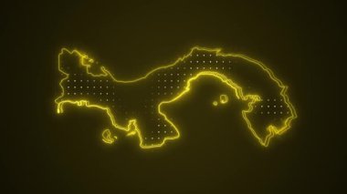 3 Boyutlu Hareketli Neon Panama Haritası Kenarlık Çizgisi Döngü Arkaplanı