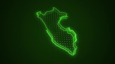 3 Boyutlu Hareketli Neon Peru Haritası Kenarlıklar Çizgisi Döngü Arkaplanı