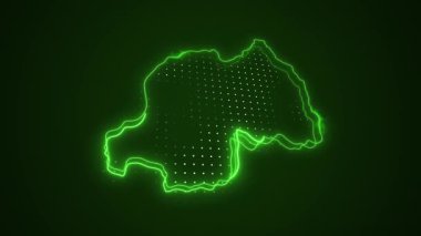 3 Boyutlu Hareketli Neon Ruanda Haritası Kenarlık Çizgisi Döngü Arkaplanı
