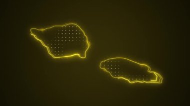 3 Boyutlu Hareketli Neon Samoa Haritası Kenar Kenarlıkları Ana Hattı Döngü Arkaplanı