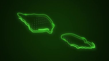 3 Boyutlu Hareketli Neon Samoa Haritası Kenar Kenarlıkları Ana Hattı Döngü Arkaplanı