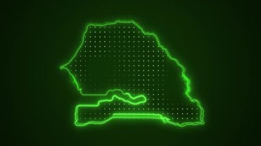 3 Boyutlu Hareketli Neon Senegal Haritası Kenarlıkları Döngü Özeti Arkaplanı