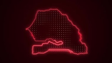 3 Boyutlu Hareketli Neon Senegal Haritası Kenarlıkları Döngü Özeti Arkaplanı
