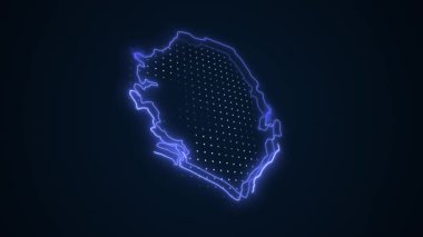 3 Boyutlu Hareketli Neon Sierra Leone Haritası Kenar Kenarlıkları Döngü Çizgisi Arkaplanı