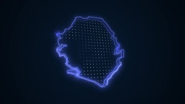 3 Boyutlu Hareketli Neon Sierra Leone Haritası Kenar Kenarlıkları Döngü Çizgisi Arkaplanı