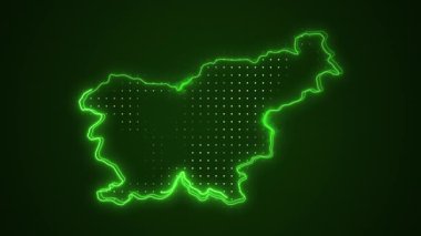 3D Taşınan Neon Slovenya Haritası Kenarlık Döngü Arkaplanını Haritalıyor