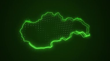 3 Boyutlu Hareketli Neon Slovakya Haritası Sınırlar Çizgisi Döngü Arkaplanı