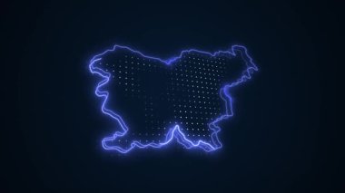 3D Taşınan Neon Slovenya Haritası Kenarlık Döngü Arkaplanını Haritalıyor