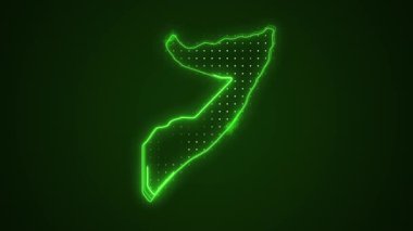 3 Boyutlu Hareketli Neon Somali Haritası Sınır Çizgileri Döngüsü Arkaplanı