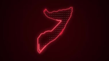 3 Boyutlu Hareketli Neon Somali Haritası Sınır Çizgileri Döngüsü Arkaplanı
