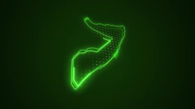 3 Boyutlu Hareketli Neon Somali Haritası Sınır Çizgileri Döngüsü Arkaplanı