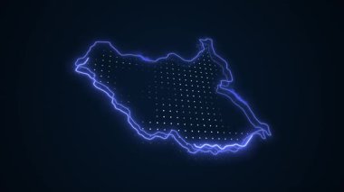 3D Taşıyıcı Neon Güney Sudan Haritası Kenar Kenarlıkları Döngü Çizgisi Arkaplanı