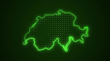 3 Boyutlu Hareketli Neon İsviçre Haritası Sınır Çizgisi Döngüsü Arkaplanı