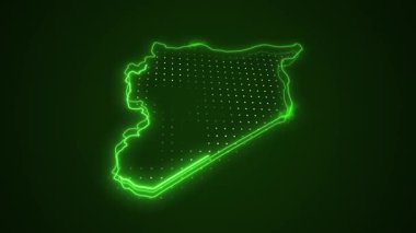 3D Taşıyıcı Neon Suriye Haritası Sınırları Döngü Arkaplanı