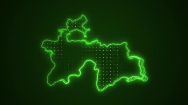 3 Boyutlu Hareketli Neon Tanzanya Haritası Kenarlıkları Dış Hatlar Arkaplanı