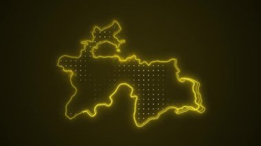 3 Boyutlu Hareketli Neon Tanzanya Haritası Kenarlıkları Dış Hatlar Arkaplanı