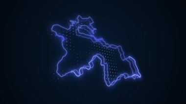 3 Boyutlu Hareketli Neon Tanzanya Haritası Kenarlıkları Dış Hatlar Arkaplanı