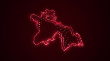 3 Boyutlu Hareketli Neon Tanzanya Haritası Kenarlıkları Dış Hatlar Arkaplanı