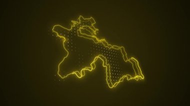 3 Boyutlu Hareketli Neon Tanzanya Haritası Kenarlıkları Dış Hatlar Arkaplanı