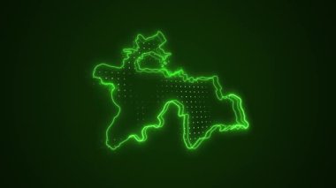 3 Boyutlu Hareketli Neon Tanzanya Haritası Kenarlıkları Dış Hatlar Arkaplanı