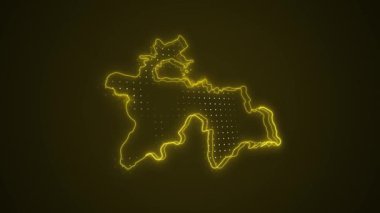 3 Boyutlu Hareketli Neon Tanzanya Haritası Kenarlıkları Dış Hatlar Arkaplanı