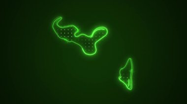 3 Boyutlu Hareketli Neon Tonga Haritası Kenarlıklar Çizgisi Döngü Arkaplanı