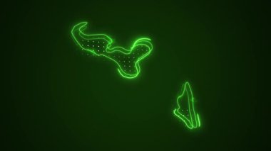 3 Boyutlu Hareketli Neon Tonga Haritası Kenarlıklar Çizgisi Döngü Arkaplanı