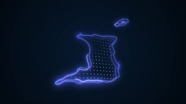 3 Boyutlu Hareketli Neon Trinidad ve Tobago Haritası Kenar Çizgileri Döngü Arkaplanı