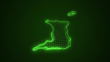 3 Boyutlu Hareketli Neon Trinidad ve Tobago Haritası Kenar Çizgileri Döngü Arkaplanı
