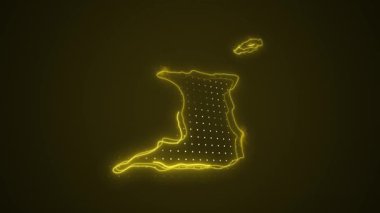 3 Boyutlu Hareketli Neon Trinidad ve Tobago Haritası Kenar Çizgileri Döngü Arkaplanı