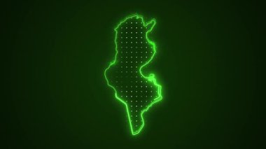 3 Boyutlu Hareketli Neon Tunus Haritası Kenarlık Çizgisi Döngü Arkaplanı