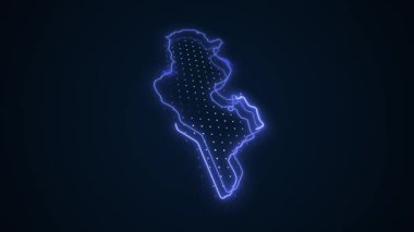 3 Boyutlu Hareketli Neon Tunus Haritası Kenarlık Çizgisi Döngü Arkaplanı